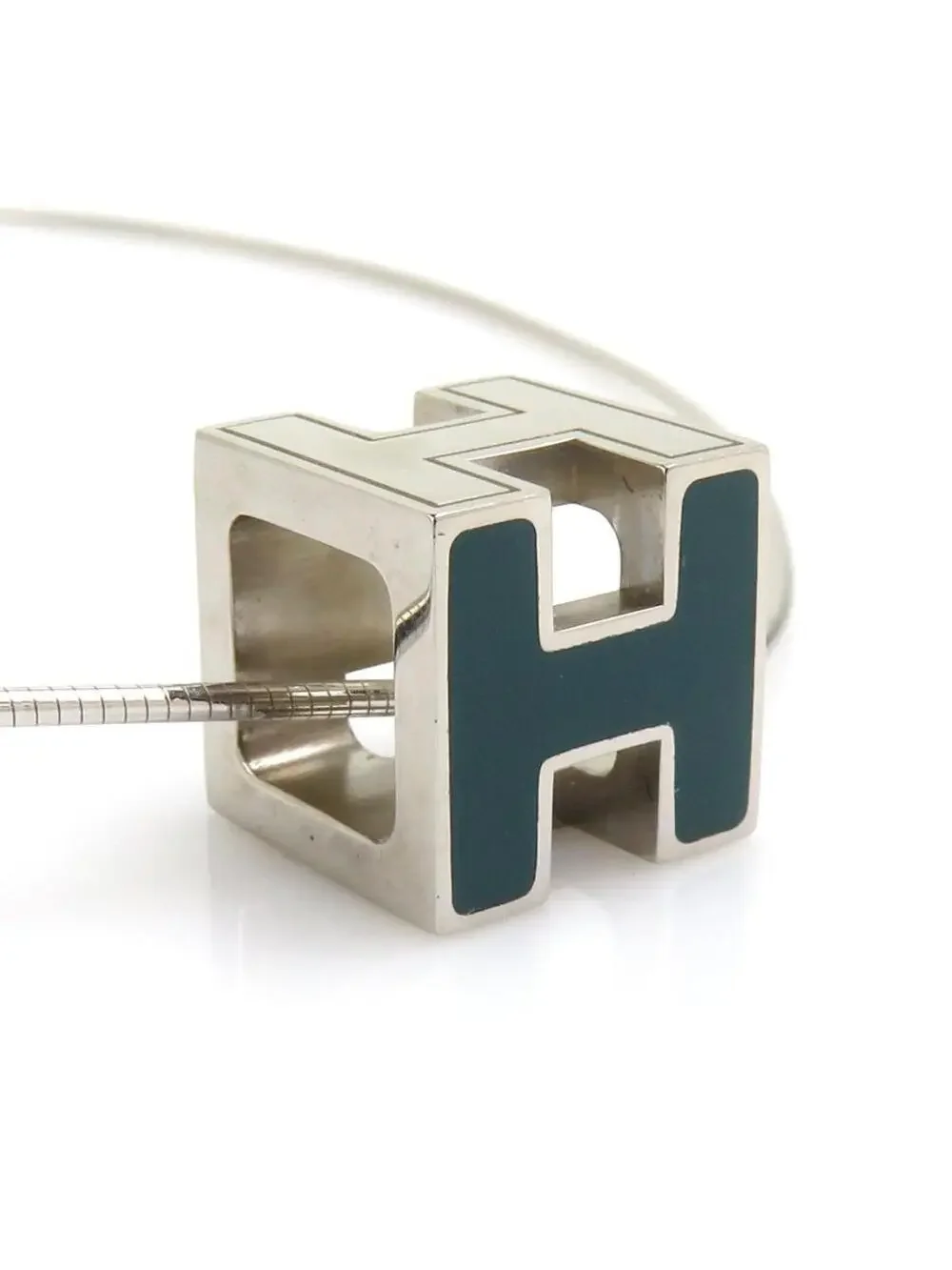Auth Hermes H Cube Pendant Necklace #302775H36B